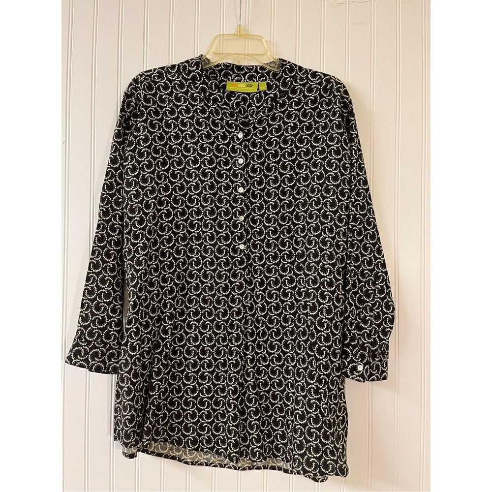 Rock Flower paper blouse black print sz Large